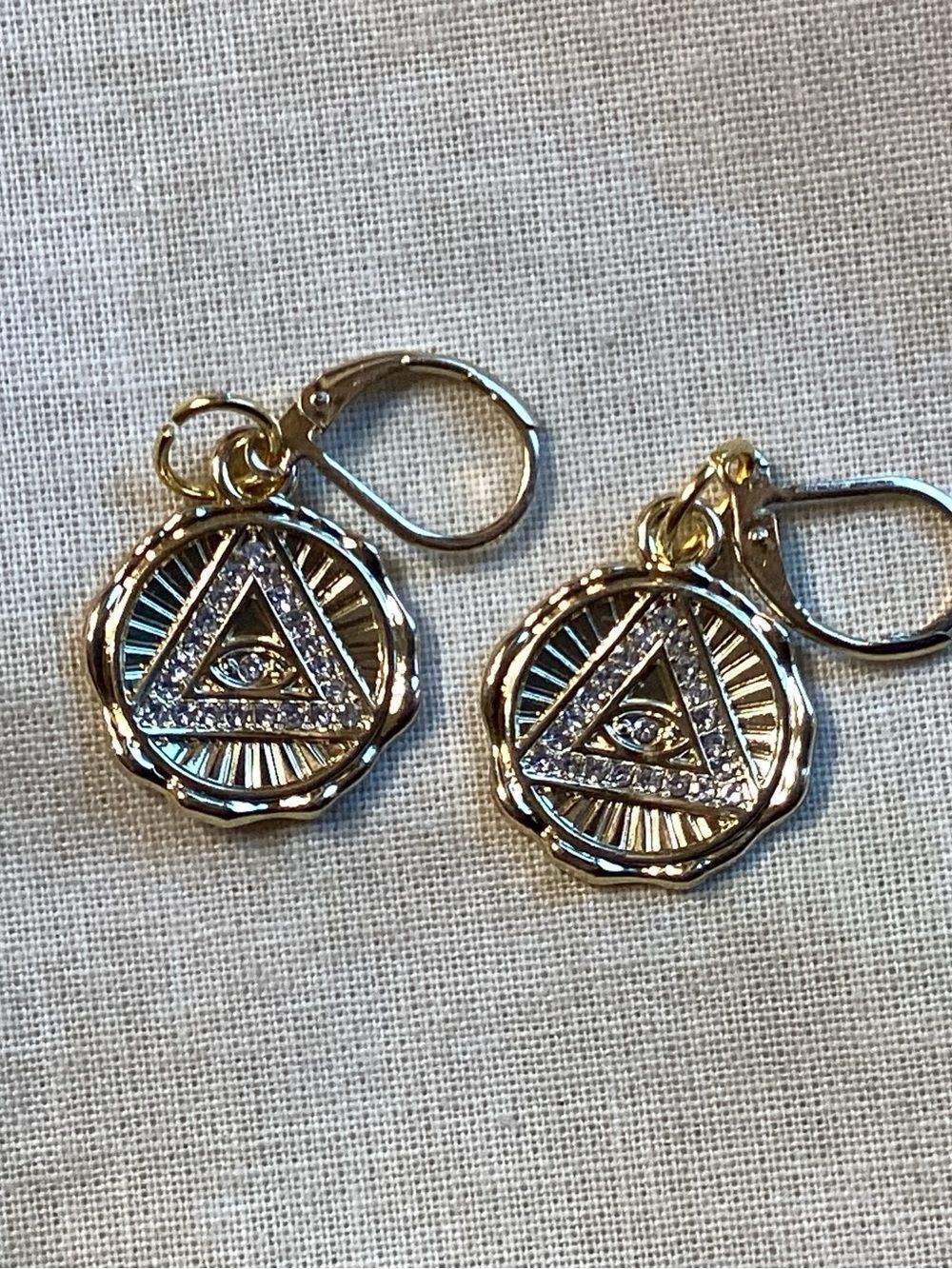 Gold-Tone Triangle Charm Drop Earrings